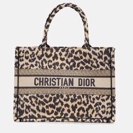 Christian Dior Brown Mizza Medium Embroidered Canvas Leopard Book Tote 1207945