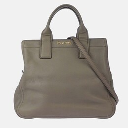 Miu Miu Gray Calfskin 2way Tote Bag 1207999