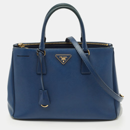 Prada Blue Saffino Leather Medium Double Zip Tote 1207626