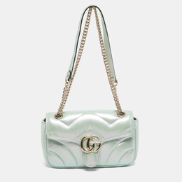 Gucci Green Iridescent Matelassé Leather Medium GG Marmont Shoulder Bag 1205735