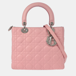 Christian Dior Lady Christian Dior Pink Lambskin Cannage Shoulder Bag 1208065