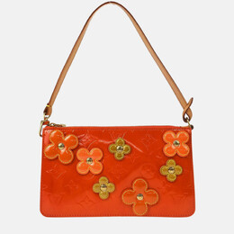 Louis Vuitton Lexington Orange Vernis Flower Patent Leather Shoulder Bag 1208042
