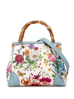 Gucci 2000-2015 Small Canvas Flora Bamboo Shopper satchel 31964657