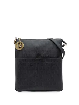 Fendi 2000-2010 Zucchino Coated Canvas Charm Zip crossbody bag 31964373