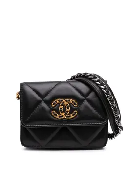 Chanel 2021 Lambskin 19 Flap Coin Purse With Chain crossbody bag 31964402