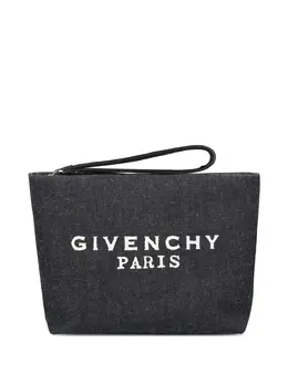 Givenchy logo-print denim clutch bag 31919228