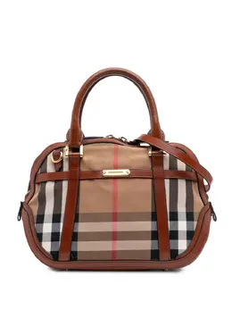 Burberry 2000-2017 Small Leather Trimmed House Check Canvas Bridle Orchard satchel 31963933