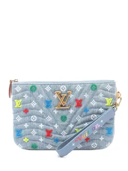 Louis Vuitton 2019 Embroidered Monogram Denim New Wave Zipped Pochette clutch bag 31964060