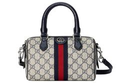 Gucci Сумка Ophidia GG Supreme из холста с кожаной наплечной сумкой, женская, бежево-синего цвета, мини-сумка через плечо 772053-96iwn-4076