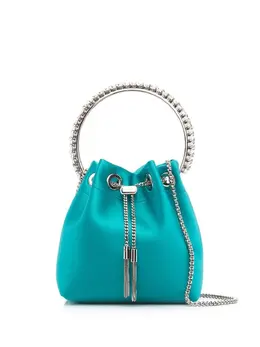Атласная сумка Bon Bon с кристаллами Jimmy Choo, зеленый 18388434 | зеленый