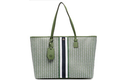 Tory Burch Сумка-шоппер Gemini Link из хлопчатобумажной ткани с покрытием, сумка-шоппер на плечо, женская сумка, цвет травянисто-зеленый, большого размера 58450-310