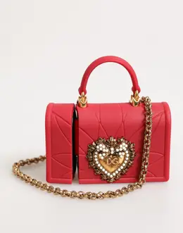 Dolce & Gabbana Red Silicone Devotion Heart Cover Bag Women Airpods Case smy11140