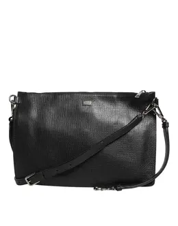 Dolce & Gabbana Black Palmellato Leather Logo Plaque Shoulder Borse Bag bag4417