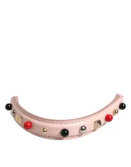 Dolce & Gabbana Light Pink Embellished Leather Bag Handle Shoulder Strap smy11163