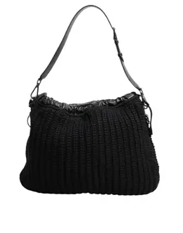 Dolce & Gabbana Black Cashmere Knitted Leather Shoulder Women Borse Bag bag4672