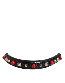 Dolce & Gabbana Black Embellished Leather Bag Handle Women Shoulder Strap smy11164