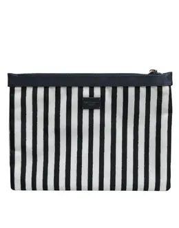 Dolce & Gabbana Black White Striped Logo Plaque Clutch Borse Pouch Bag bag4653