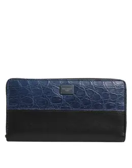 Dolce & Gabbana Black Blue Exotic Leather Men Continental Clutch Wallet bag4696