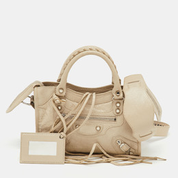 Balenciaga Beige Leather Mini Metallic Edge City Bag 1208722