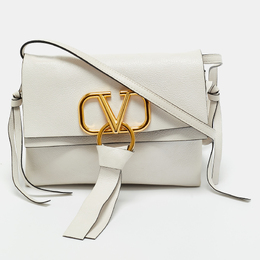 Valentino White Leather VRing Shoulder Bag 1208627