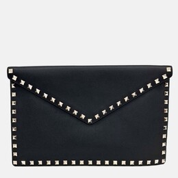Valentino Black Leather Rockstud Clutch 1208590
