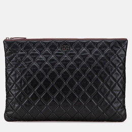 Chanel Black Large Quilted Caviar O Case Clutch 1208829