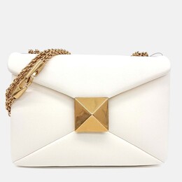 Valentino Cream Leather One Stud Chain Shoulder Bag 1208526