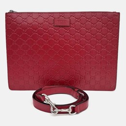 Gucci Red Leather Cimaline Clutch and Crossbody Bag 1208601