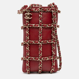 Chanel Red Lambskin Tech Me Out Clutch With Chain 1208810