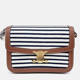 Celine Black Brown White Fabric Triumph Bag Medium 1208525