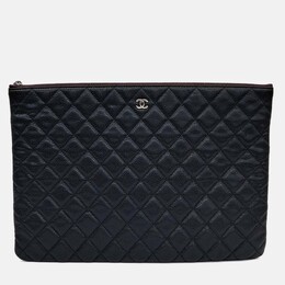 Chanel Black Caviar Leather Clutch Large 1208565