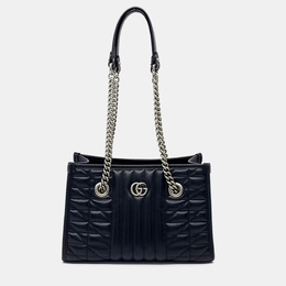 Gucci Black Leather GG Marmont Shoulder Bag 1208503