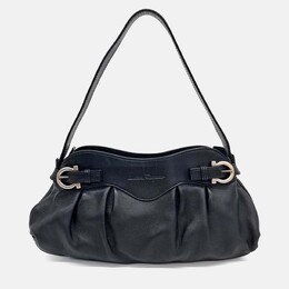 Salvatore Ferragamo Black Leather Bronze Shoulder Bag 1208598