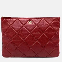 Chanel Red Leather Clutch Large 1208533
