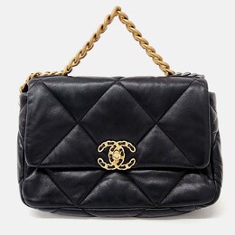 Chanel Black Leather 19 Flap Bag Small 1208514
