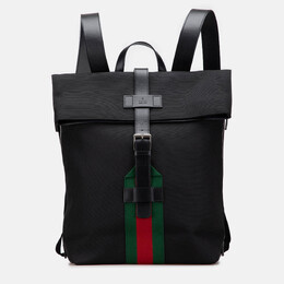 Gucci Black Canvas Techno Web Fold Over Backpack 1208858