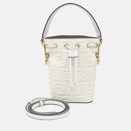 Fendi White Leather Montrezo Bucket Bag Mini 1208539
