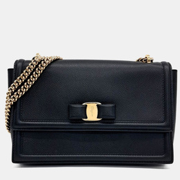 Salvatore Ferragamo Black Leather Bara Genie shoulder bag 1208479