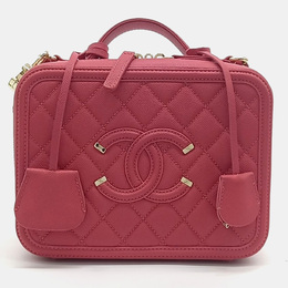 Chanel Pink Leather Cosmetic Tote and Shoulder Bag 1208477