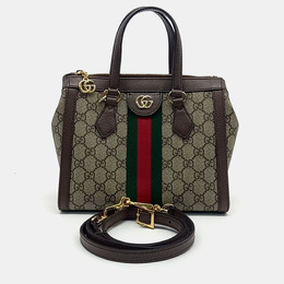 Gucci Beige Brown PVC Gucci Ophidia GG Shoulder Bag Small 1208474