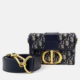 Christian Dior Navy Blue Fabric Oblique 30 Montaigne Box Bag 1208464