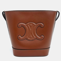 Celine Brown Leather Triumph Bucket Bag Small 1208462