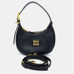 Miu Miu Black Leather Hobo Bag 1208456
