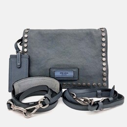 Prada Etiquette Glace Blue Calf Flap Bag 1208394