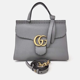 Gucci GG Marmont Grey Leather Shoulder Bag 1208383