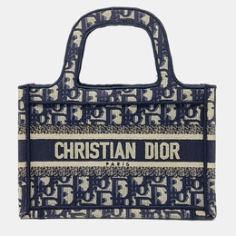 Christian Dior Oblique Bag Beige/Navy Blue Mini Book Tote 1208362