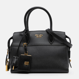 Prada Black Small Saffiano and City Calf Esplanade Satchel 1208253