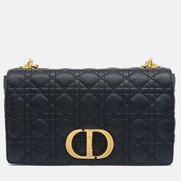 Dior Black Leather Christian Dior Cannage Caro Bag Large 1208386