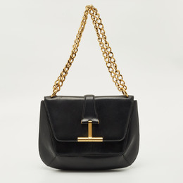 Tom Ford Black Leather Tara Chain Shoulder Bag 1208115