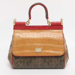 Dolce & Gabbana Multicolor Mix Exotic Small Miss Sicily Top Handle Bag 1208155